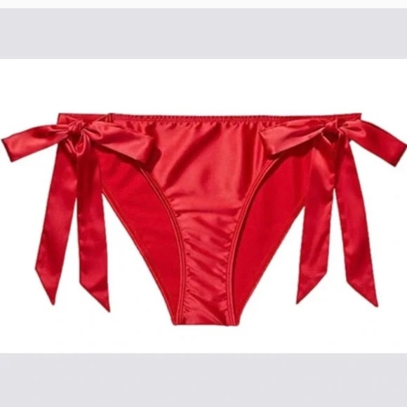 Victoria’s Secret Satin Bow Crystal Accent Push Up /Garter /Side Tie Cheeky NWT - Picture 8 of 10